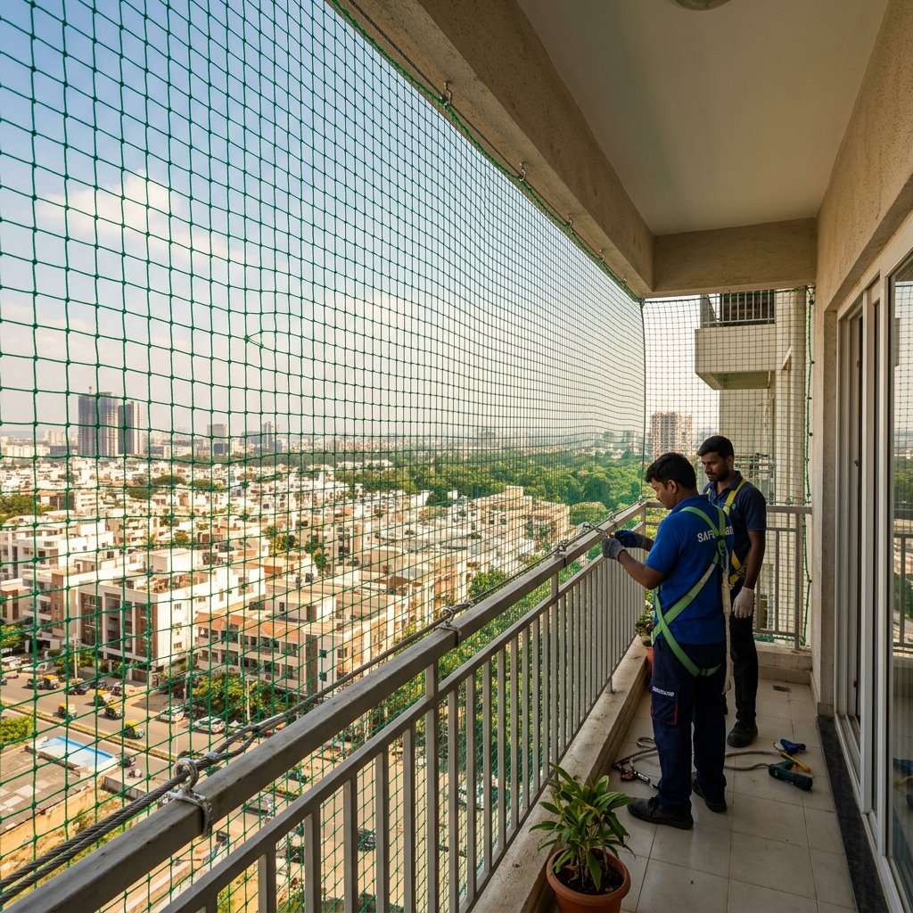 Balcony Safety Net Installation